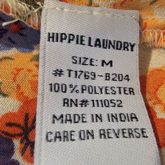 Hippie Laundry Top Women’s Size M Tie Neck Floral Boho Festival Flowy - Picture 6 of 9